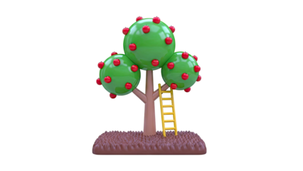 Stylized Apple Tree with Ladder