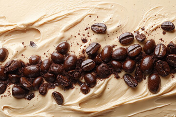 Rich Brown Coffee Beans in Creamy White Negative Space