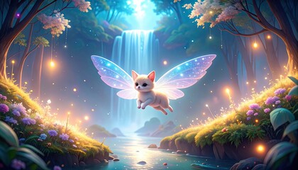 Tiny Pet Fairy in a Fantasy Forest Scene