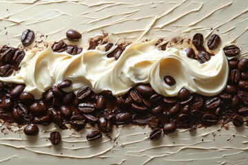 Rich Brown Coffee Beans in Creamy White Negative Space