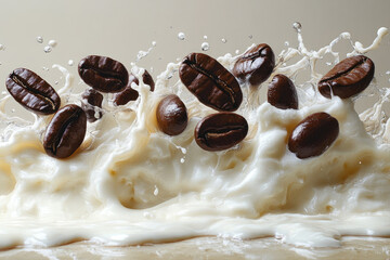 Coffee Beans and Cream Creating Organic Abstract Motion