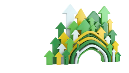 Upward Trending Arrows in Green, Yellow, and White