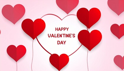 Valentine&rsquo;s balloon hearts&mdash;festive pink backdrop with floating red love shapes and cheerful greeting.