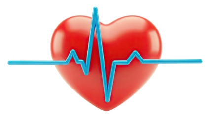 Red Heart with Blue EKG Line