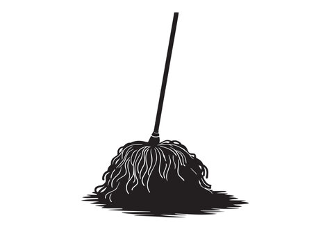 Simple beautiful mop silhouette for clean home and service business concepts