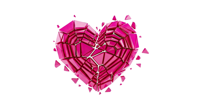 Shattered Pink Geometric Heart - Powered by Adobe