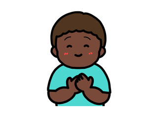 安心する　黒人の男の子