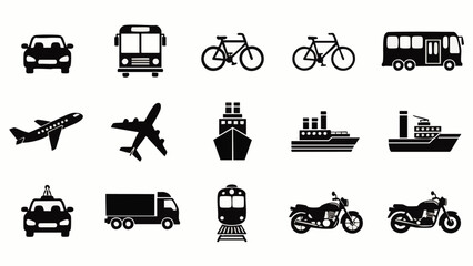 Black and white of various transportation vehicles background