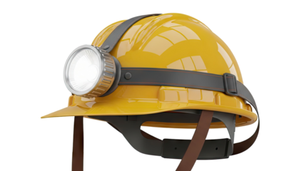 Yellow Hard Hat with Headlamp