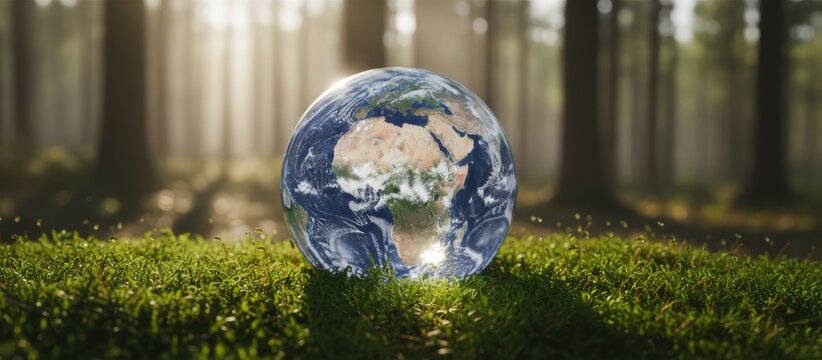 Concept of environmental protection for the globe and environment demands a sustainable economy with renewable economic growth and even glasses.