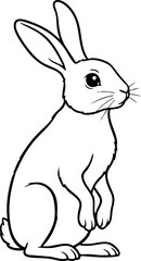 Fototapeta premium Cute Rabbit Standing Up Outline Sketch Drawing