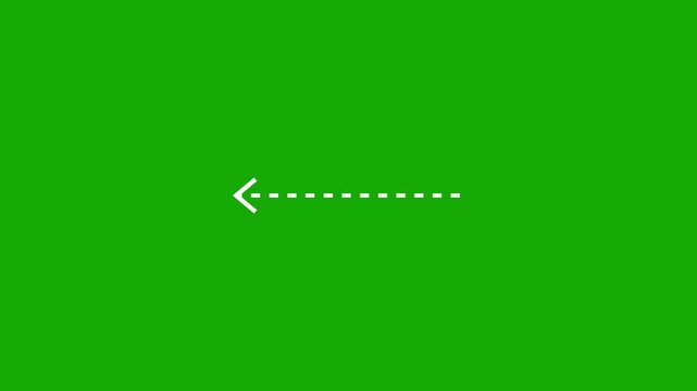 Arrow direction animation on green background. Left pointing arrow icon motion graphics. Dot wave straight arrows 4k video footage.