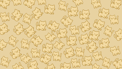 Cute cat doodle seamless pattern with playful hand-drawn style, designed for kids backgrounds, nursery decor, stationery, and cheerful creative designs.
