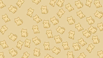 Seamless cute cat doodle pattern featuring smiling kittens in a fun hand-drawn style, perfect for kids products, wallpapers, and playful branding.