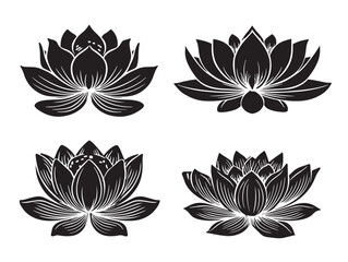 Fototapeta premium Elegant Lotus Flower Icon Set With Peaceful Zen Beauty 