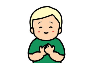 安心する　金髪の男の子