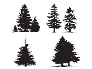 Fototapeta premium A lovely collection of four beautiful solid black serene forest scene icons