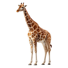 Fototapeta premium Majestic giraffe standing against black background