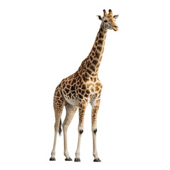 Fototapeta premium Majestic giraffe standing against black background