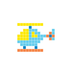 Fototapeta premium A flat pixel design made of geometric square color blocks on a clean icon layout. Pixel art helicopter
