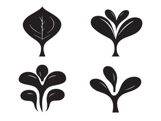A gorgeous set of four dynamic black emerging sprout vector icons