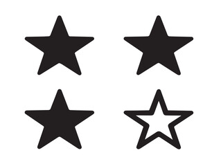 Obraz premium A lovely collection of four elegant solid black star silhouette vector icons
