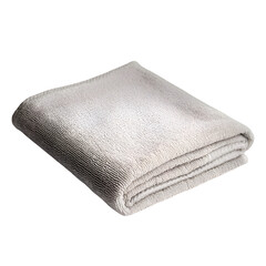 Folded Gray Towel on White Background