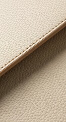 Beige leather texture with stitched edge and folded corner soft luxury material