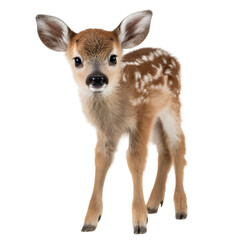 Obraz premium Adorable baby deer standing alone on black background isolated on transparent background