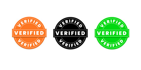 Obraz premium Verified Badge Icon Set in Orange Black and Green Colors Isolated on White Background for Website UI, App Interface, Trust Symbol, and Digital Marketing Design Use