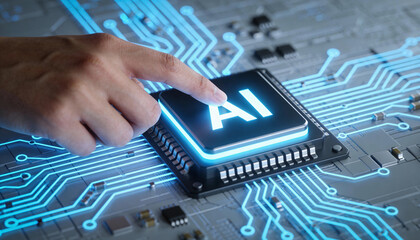 Innovative ai technology digital circuit board visual representation tech environment close-up view future concepts