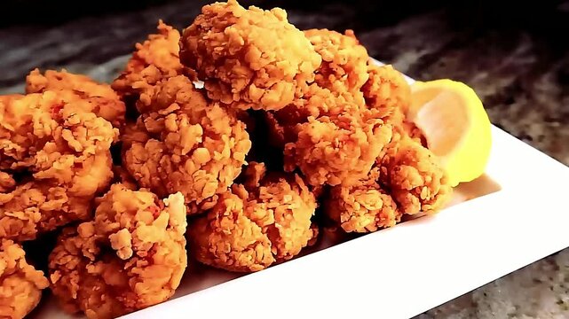 Crispy hot deep fried shrimp presented in restaurant style. This prawn based dish highlights crunchy coating and rich shrimp taste, ideal for appetizers