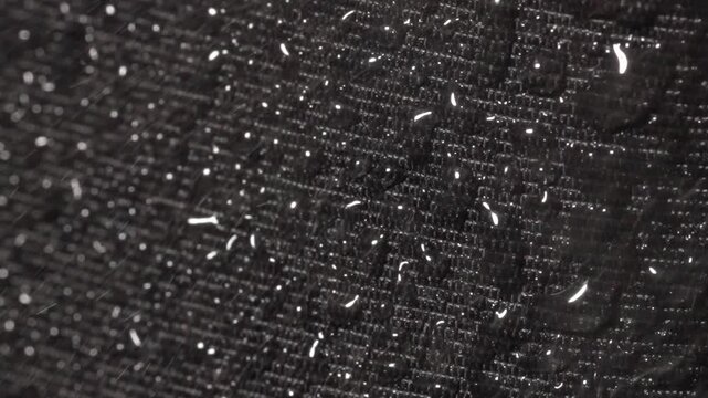 Slow motion macro recording of water drops on lotus-effect surface