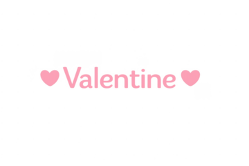 Pink valentine text with hearts on transparent background