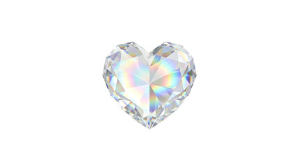 Fototapeta premium Luxury Heart Shaped Diamond with Rainbow Refractions Isolated on Transparent Background Romantic Jewelry Gemstone