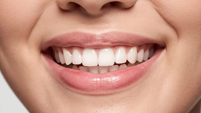 Close-up of a smiling mouth with perfect white teeth