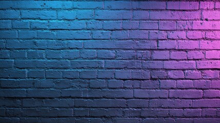 Brick Wall with Neon Gradient Lighting: Modern Background Texture for Design and Creative Projects