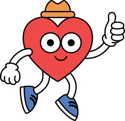 Heart Geometric Shape Character Math School Illustration Thumb Up Jump