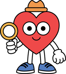 Heart Geometric Shape Character Math School Illustration Find Magnifying Glass Looking For