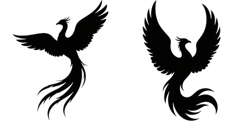 Obraz premium フェニックス 不死鳥 鳳凰 鳥 イラスト シルエット