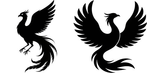 フェニックス　不死鳥　鳳凰　鳥　イラスト　シルエット