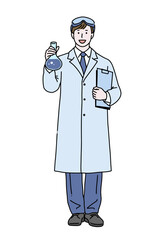 職業シリーズ　シンプル線画　科学者・研究者　カラー