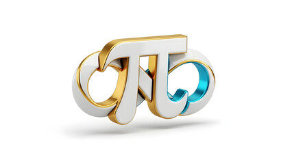 Stunning 3D Pi symbol with gold and blue accents on white background