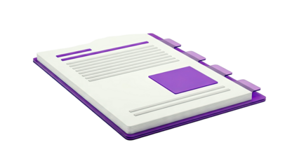 3D Icon of a Purple Document Folder with Tabs
