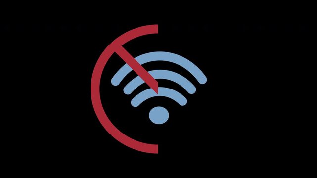 Flashing Wi-Fi no signal indicator, animation . No wi-fi icon with circle