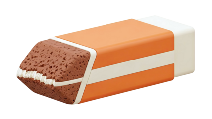 Realistic 3D Render of an Orange and Cream Eraser