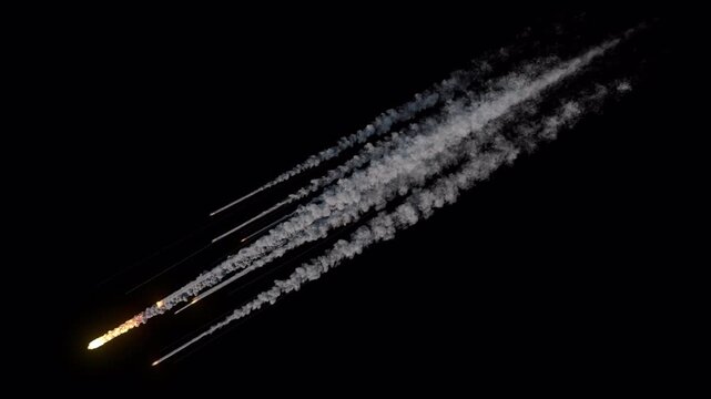 Asteroid Fireball Falling Space Impact with smoke