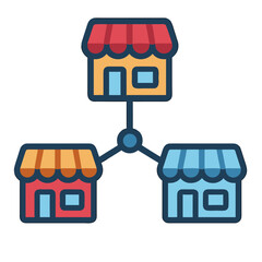 Retail Franchise Network and Store Structure Illustration