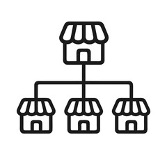 Retail Franchise Network and Store Hierarchy Line Icon