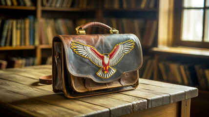 old leather briefcase